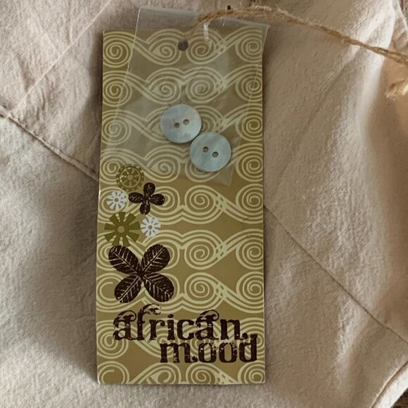 NWT African Mood Cotton Sleeveless Button Up Shirt Dress Tunic XL Beige 133i - Picture 9 of 10